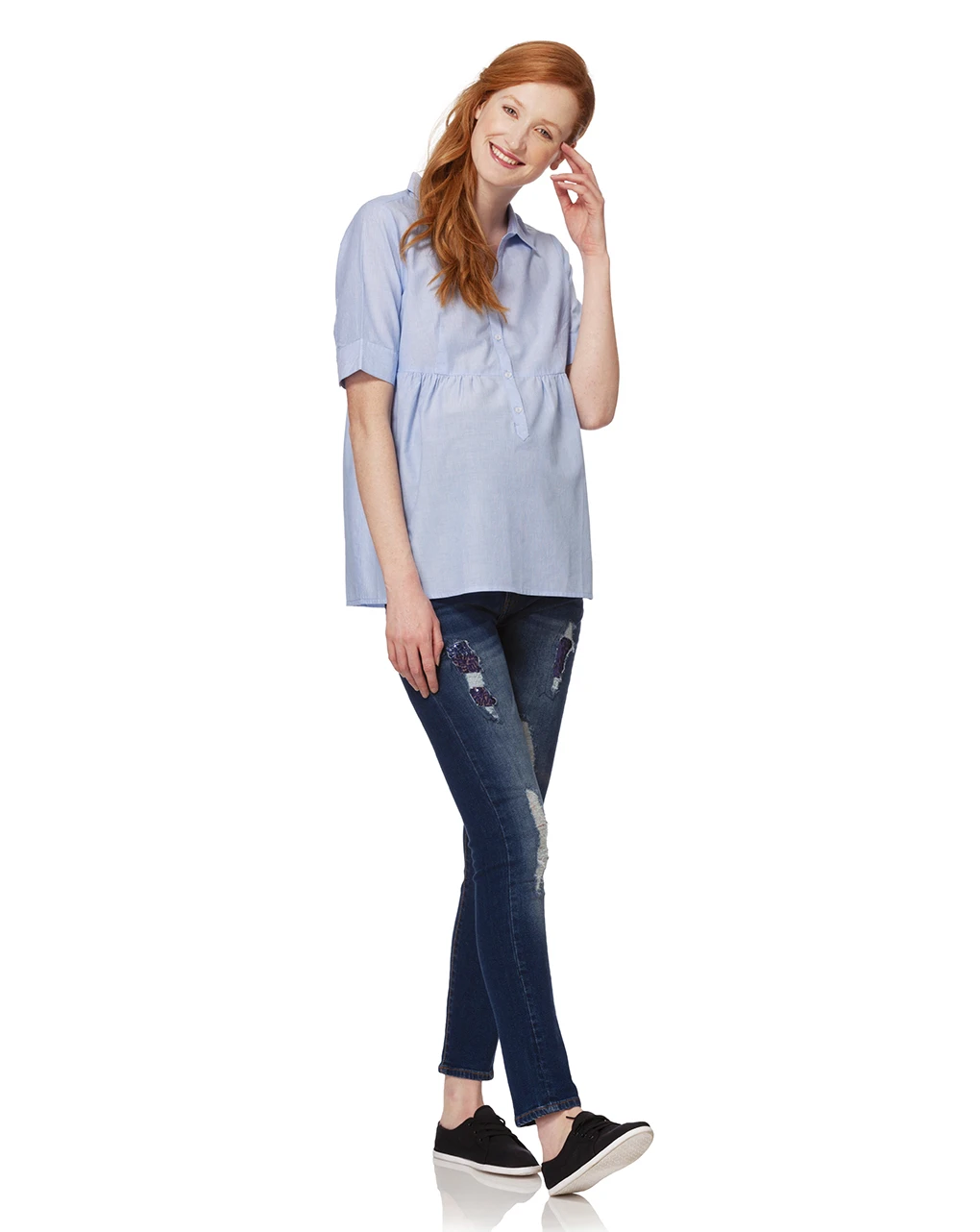 Prenatal Camicia Millerighe Azzurre A Maniche Corte 1 Prenatal Camicia Millerighe Azzurre A Maniche Corte