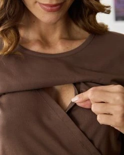 Prenatal T-shirt Allattamento Marrone Con Ruches -Prenatal Shop 1341174f xz 1289258 3