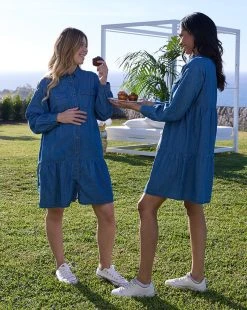 Prenatal Abito Premaman Allattamento In Chambray