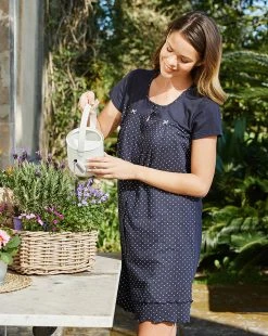 Prenatal Camicia Da Notte Per Parto Blu Fantasia Pois