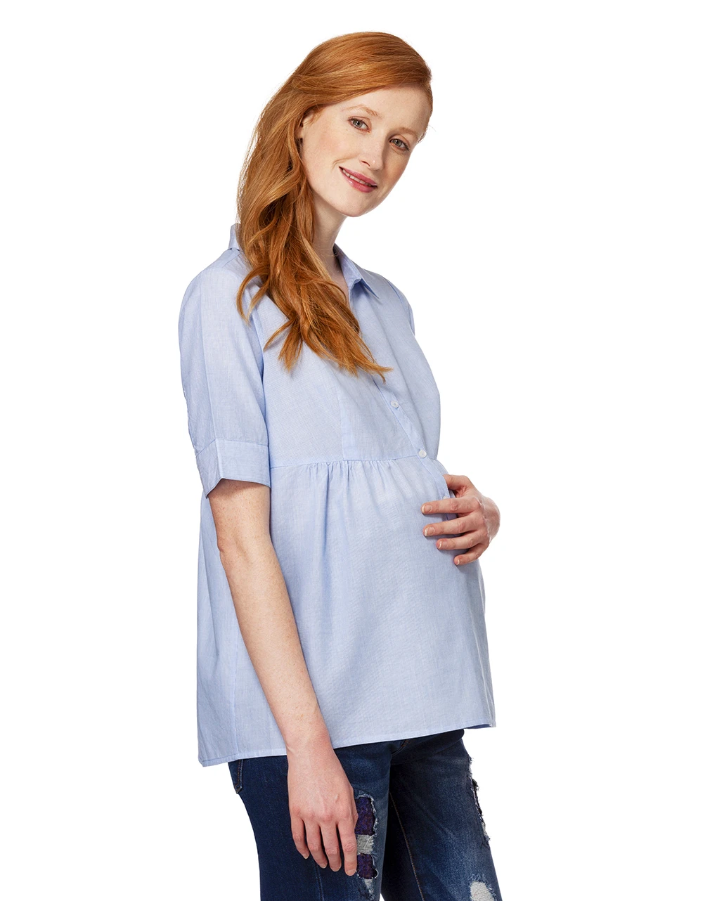 Prenatal Camicia Millerighe Azzurre A Maniche Corte 2 Prenatal Camicia Millerighe Azzurre A Maniche Corte - immagine 2