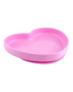Piatto Cuore In Silicone Con Ventosa 9m+ Rosa