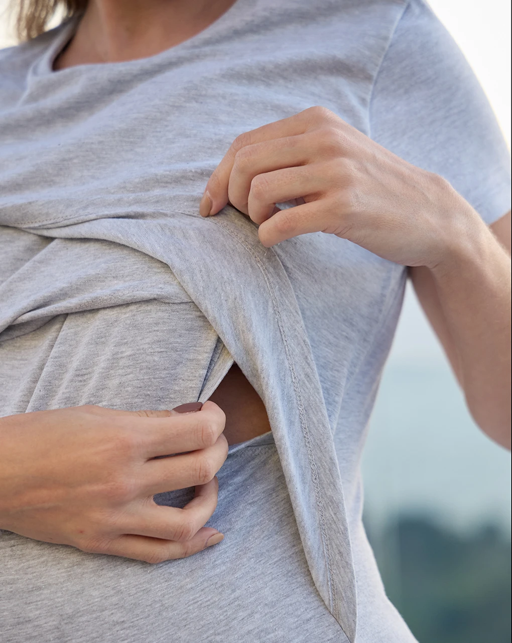 Prenatal T-shirt Premaman Allattamento Grigio Mélange 4 Prenatal T-shirt Premaman Allattamento Grigio Mélange - immagine 4