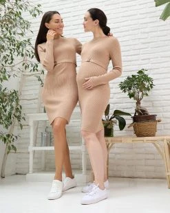 Prenatal Abito Premaman In Maglia Beige