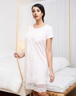 Prenatal Camicia Da Notte Per Parto Con Pizzo