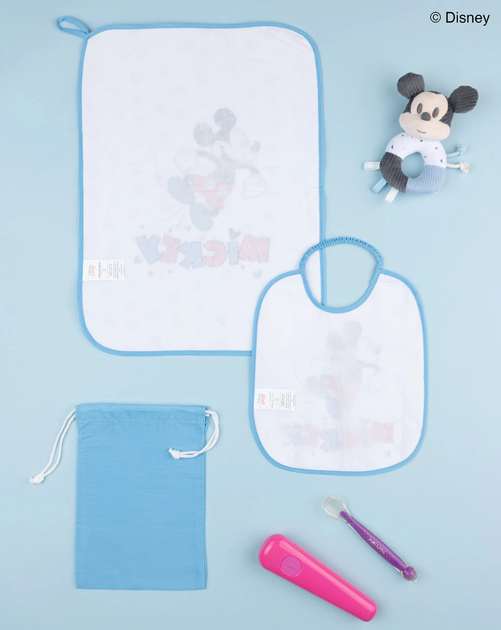 Prenatal Set Asilo Bimbo "mickey Mouse" Azzurro 2 Prenatal Set Asilo Bimbo "mickey Mouse" Azzurro - immagine 2