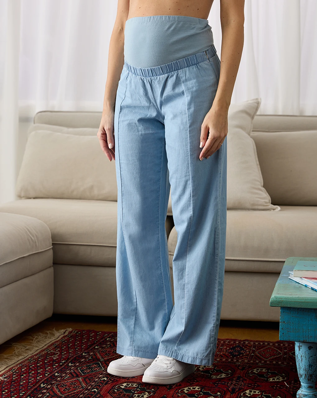 Prenatal Pantalone Premaman Ampio In Chambray 2 Prenatal Pantalone Premaman Ampio In Chambray - immagine 2