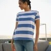 Prenatal T-shirt Allattamento A Righe Bianche E Azzurre