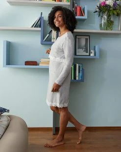 Prenatal Camicia Da Notte Premaman Allattamento Con Pizzo