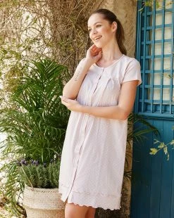 Prenatal Camicia Da Notte Per Parto Rosa Fantasia Pois