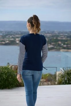 Prenatal T-shirt Allattamento Blu Con Fantasia Righe -Prenatal Shop 82507a17 xz 711214 1