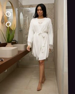 Prenatal Vestaglia Premaman Allattamento Con Pizzo