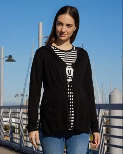 Prenatal Cardigan Premaman Nero Con Cappuccio