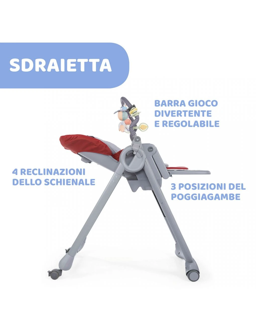 Seggiolone Chicco Polly Magic Red Passion 2 Seggiolone Chicco Polly Magic Red Passion - immagine 2