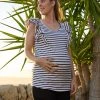 Prenatal T-shirt Allattamento A Righe Bianche E Nere