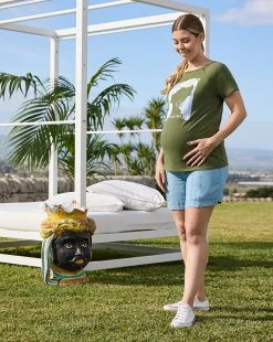 Prenatal Short Premaman In Chambray Con Fascia Alta In Vita