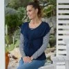 Prenatal T-shirt Allattamento Blu Con Fantasia Righe
