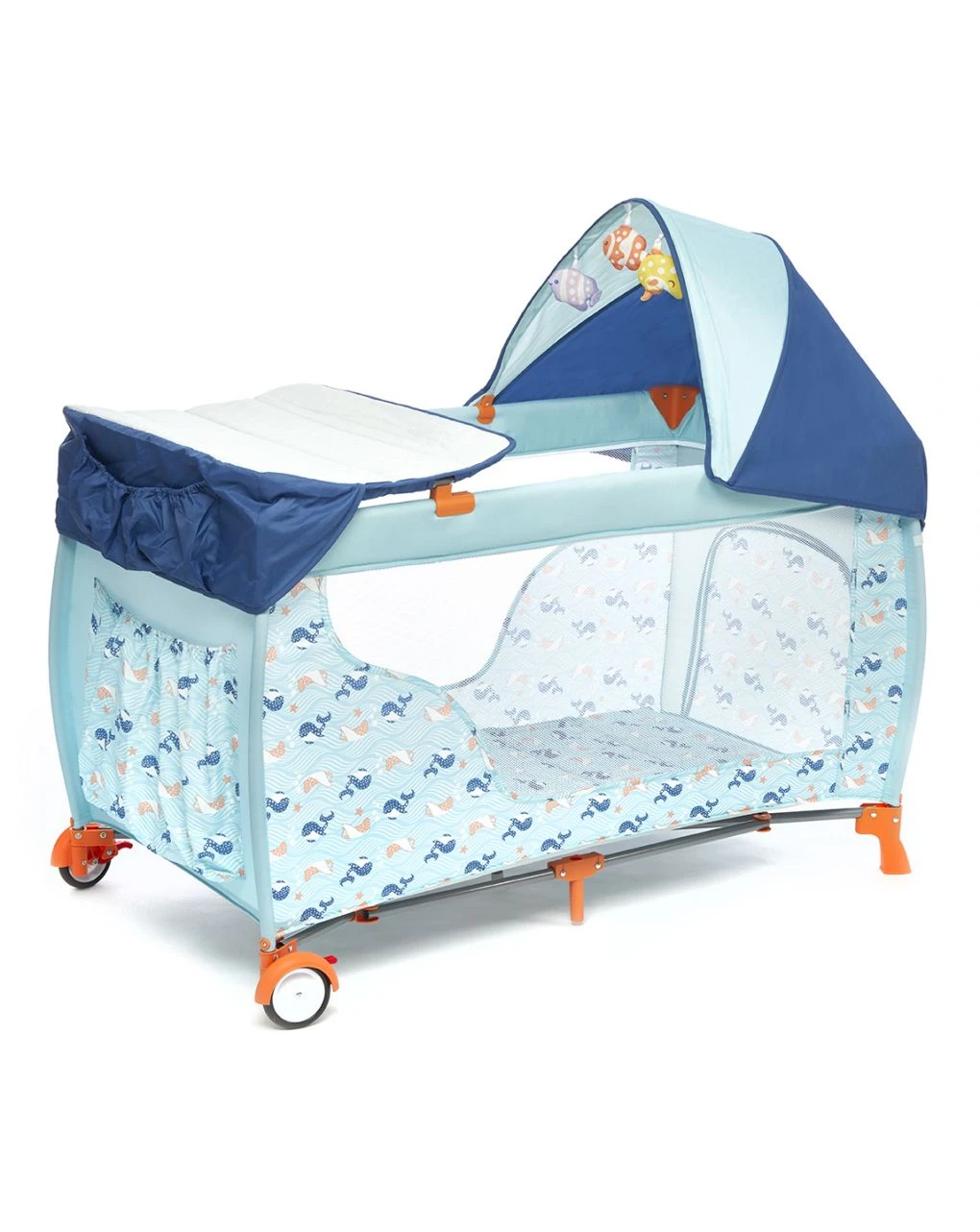 Lettino Da Viaggio Deluxe Ocean Pesciolini Blue 1 Lettino Da Viaggio Deluxe Ocean Pesciolini Blue