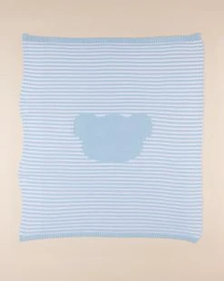 Coperta Estiva Culla/carrozzina Tricot Orsetto Azzurro