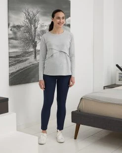 Prenatal Pantalone Premaman Blu Con Fascia Alta In Vita