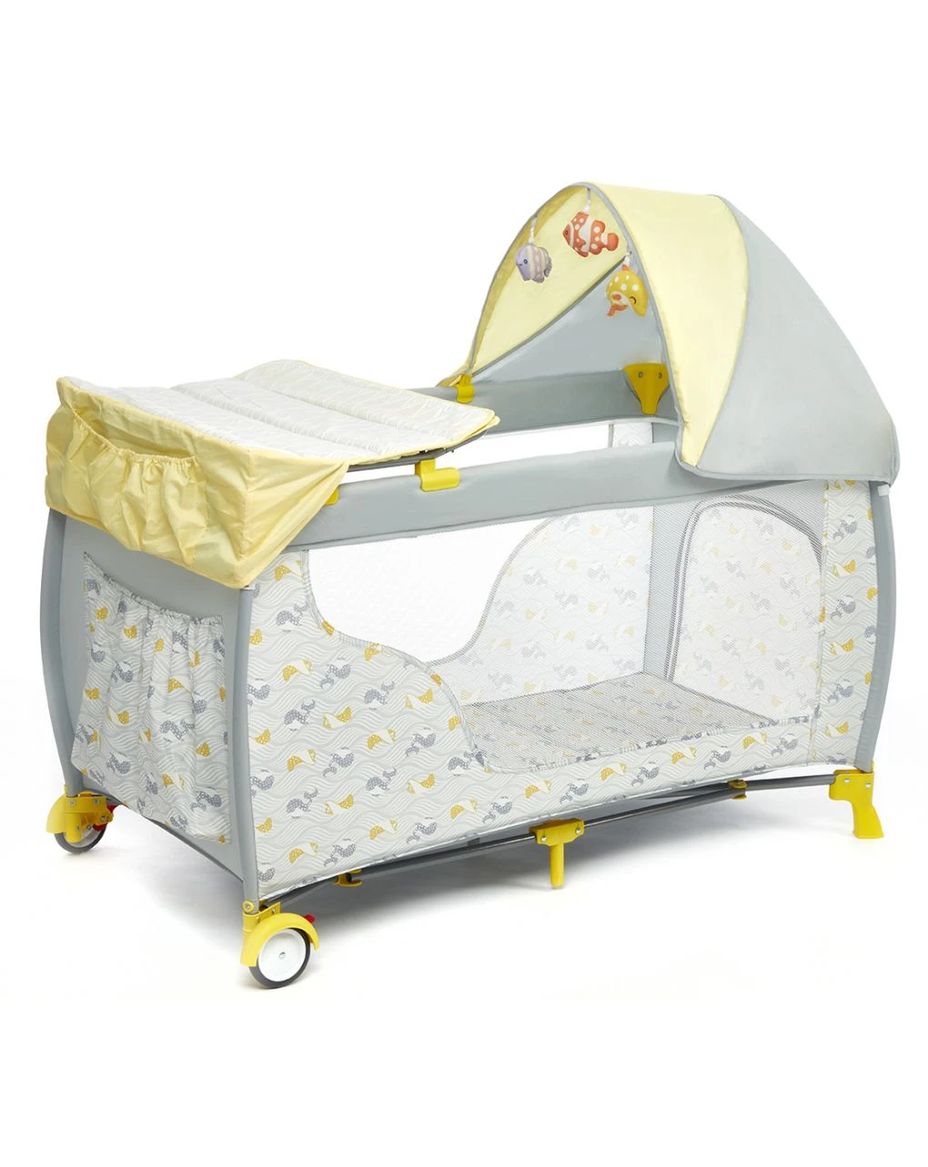 Lettino Da Viaggio Deluxe Oceano Pesciolini Grigio 1 Lettino Da Viaggio Deluxe Oceano Pesciolini Grigio