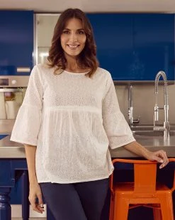 Prenatal Blusa Premaman Allattamento In Broderie Anglaise